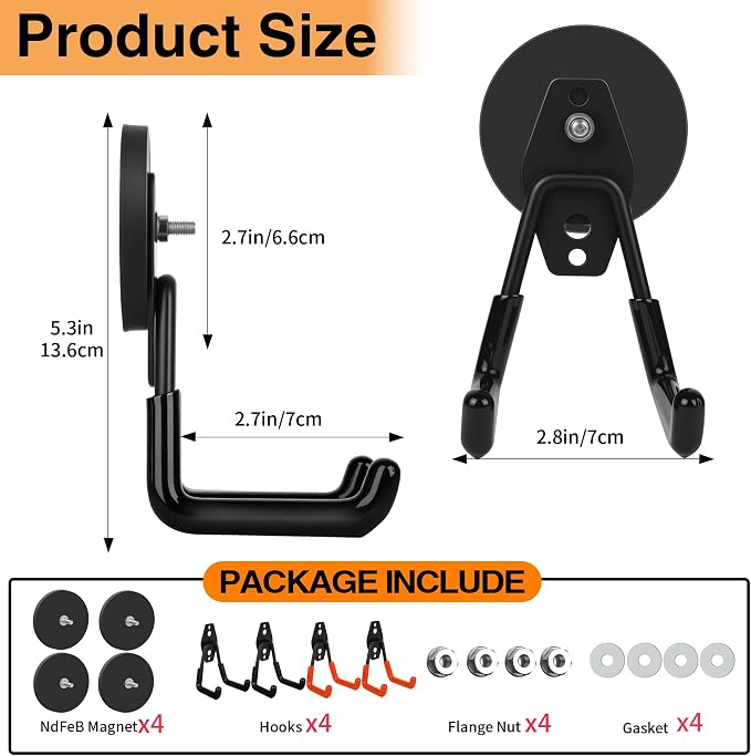 4 Pack Strong Magnet Hooks Heavy Duty, Rubber Coated No Damage Hook - Image 2
