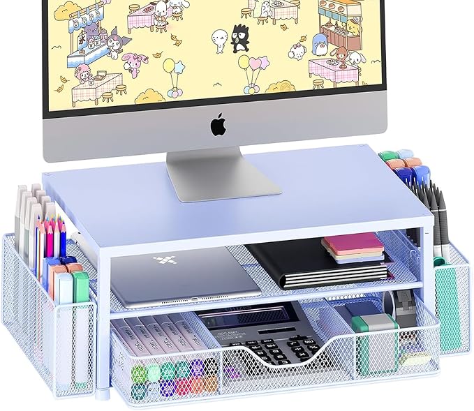 OPNICE Desk Organizers and Accessories, 2-Tier Computer Monitor Stand Riser by OPNICE