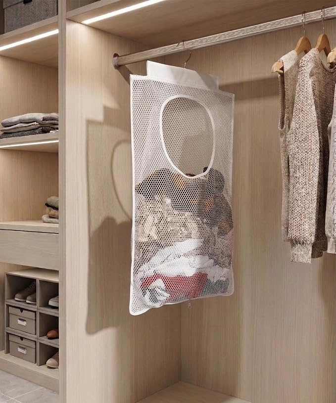 ALYER Breathable Mesh Laundry Hamper, Foldable Hanging Closet Storage Basket - Image 6
