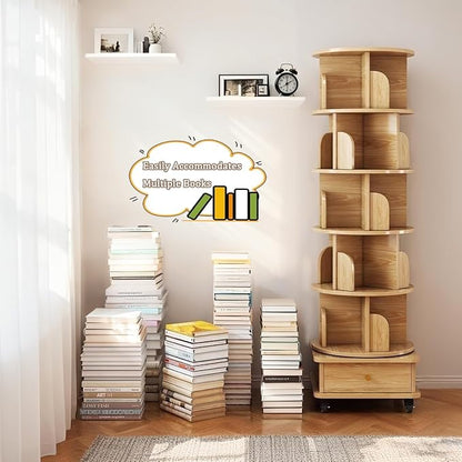 Rotating Bookshelf 5 Tier Bookcase - Image 5