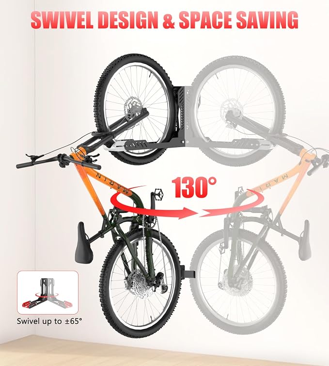 Swivel Bike Wall Mount, Space Saving Bike Rack Garage, No Heavy Lifting - Image 3