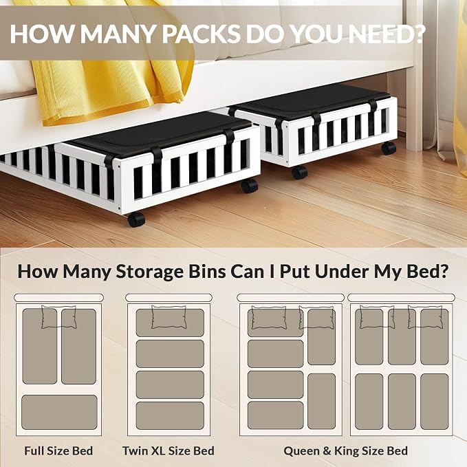 2 Pack Bamboo Under Bed Storage - Image 3