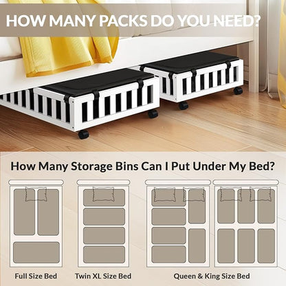 2 Pack Bamboo Under Bed Storage - Image 3