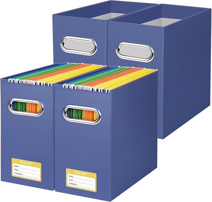 BALEINE File Organizer Box, Cardboard File Folder Organizer by BALEINE