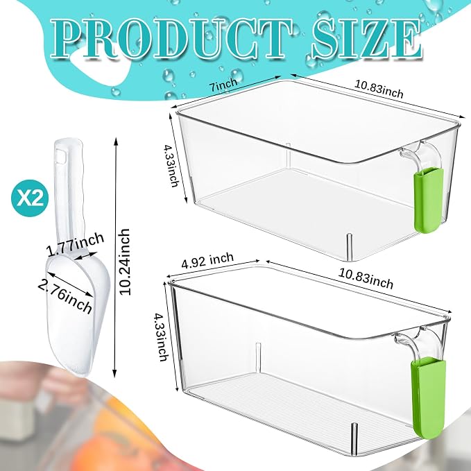 Havawish Ice Storage Bin and Flexible Scoop Set Plastic Freezer Bin - Image 2