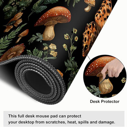Vintage Butterfly Mushroom Mouse Pad – Large Extended Desk Mat 31.5 x 11.8 in– - Image 4