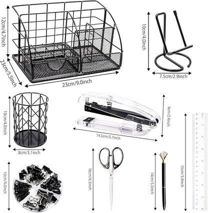 KAAKOW Black Desk Organizers and Accessories Office Supplies Set Stapler - Image 2