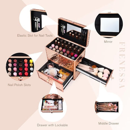 Makeup Train Case Professional Makeup Organizer Case - Image 7
