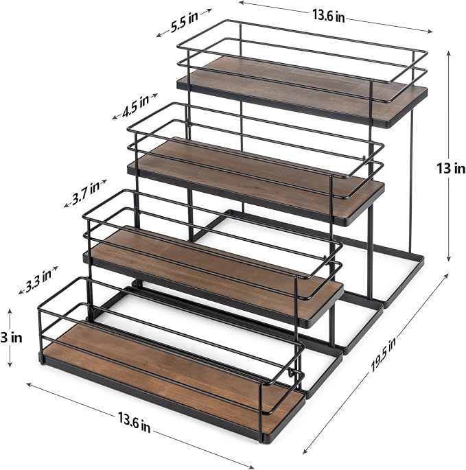 16 Bottle Capacity Coffee Syrup Organizer 4 Tier Coffee Syrup Stand Shelf - Image 3