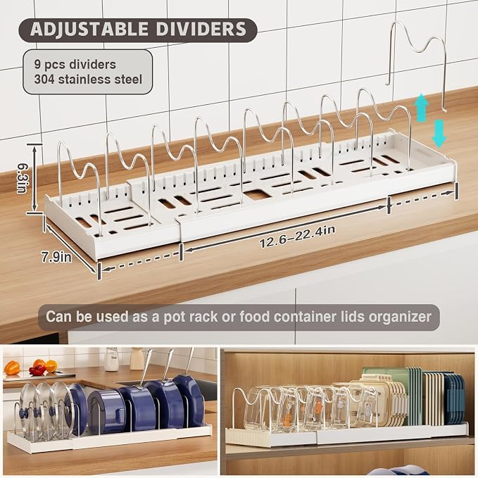 2 Pack Expandable Food Storage Container Lid Organizers - Image 2