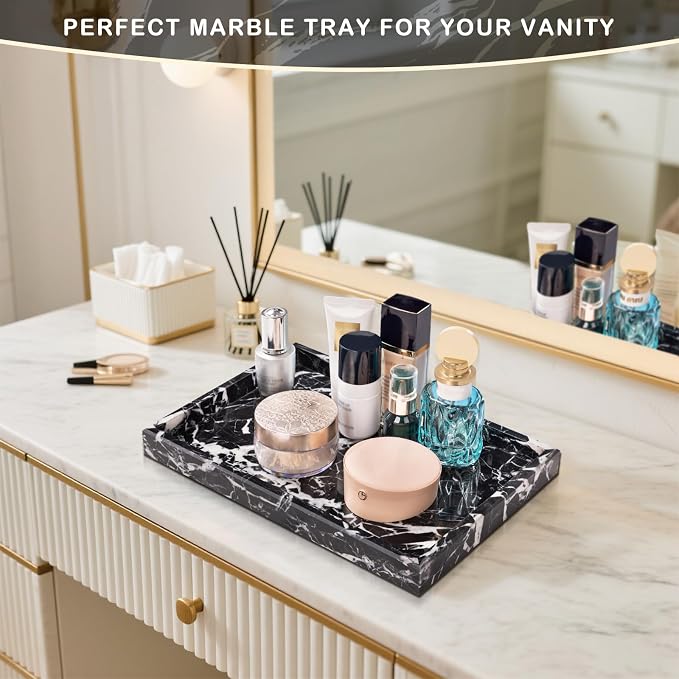 Marble Bathroom Tray for Countertop & Home Decor, Natural Decorative Marble - Image 6