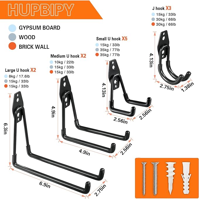 12 Pack Garage Hooks Heavy Duty Utility Steel - Image 2