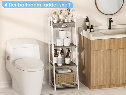 keomaisyto 4-Tier Elegant Ladder Shelf, Bathroom Storage Shelf, Ladder Bookshelf - Image 4