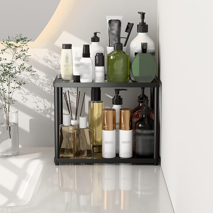 2 Tier Bathroom Counter Organizer, Rectangular Vanity Organizer Shelf, Skincare - Image 9