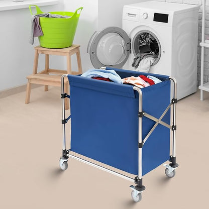 Commercial Laundry Cart with Wheels, Folding Laundry Hamper Cart, Heavy Duty - Image 6