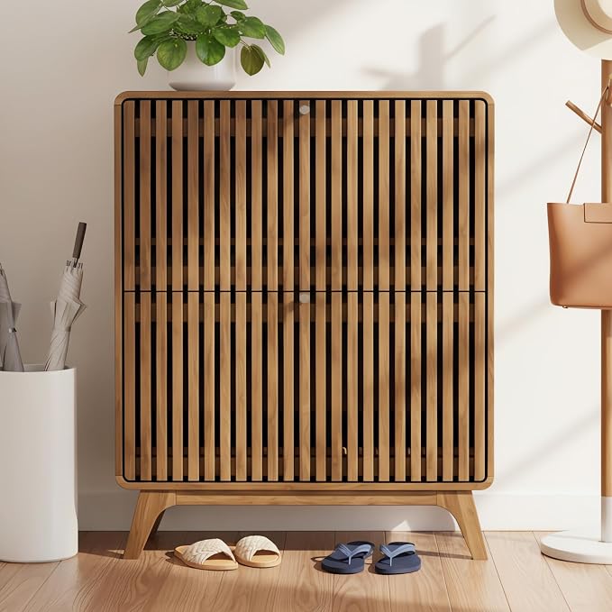 Jluomei Fluted Narrow Shoe Cabinet - Image 3