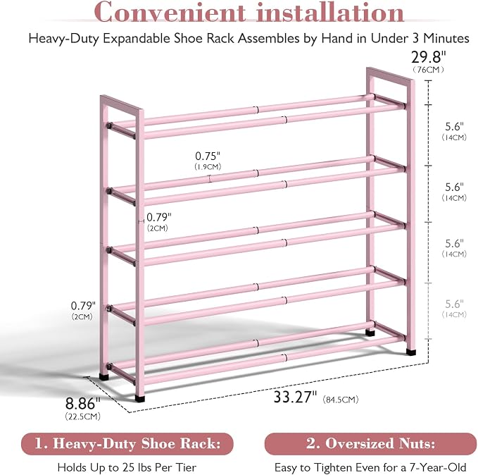 Bumusty 5-Tier Expandable Shoe Rack - Image 3