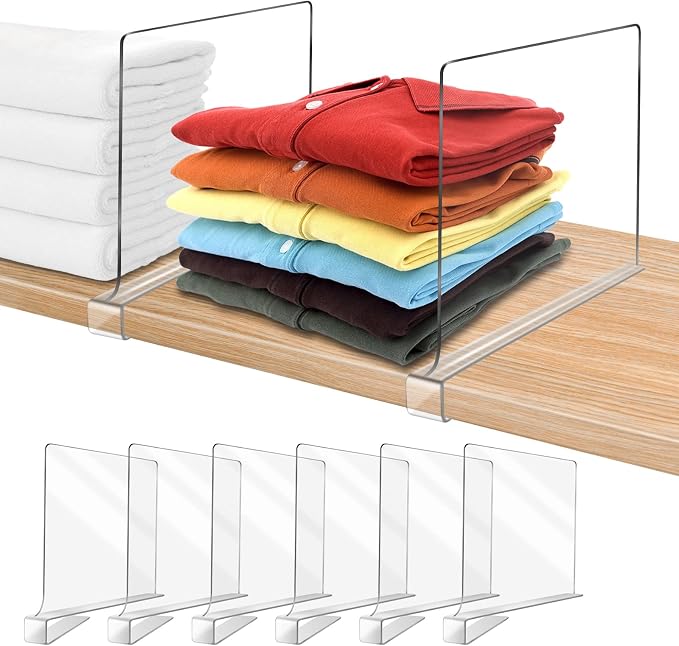 Acrylic Shelf Dividers for Closet Organization 6PCS Closet Shelf Divider Closet by OMGelic