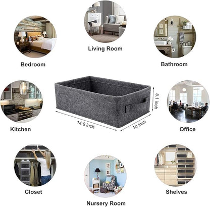 Small Basket Shallow Storage Baskets Felt Storage Basket Bin Long Narrow Basket - Image 4