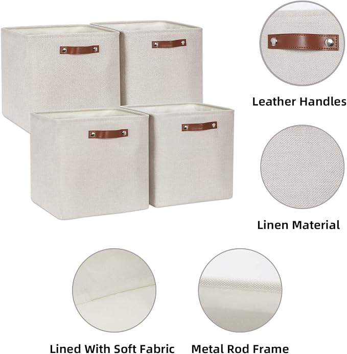 HNZIGE 13x13x13 Cube Storage Bins, Fabric Storage Cubes Baskets - Image 5