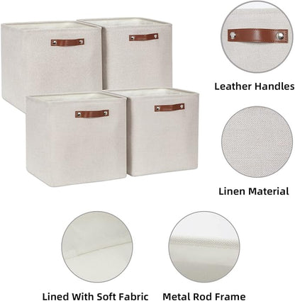 HNZIGE 13x13x13 Cube Storage Bins, Fabric Storage Cubes Baskets - Image 5