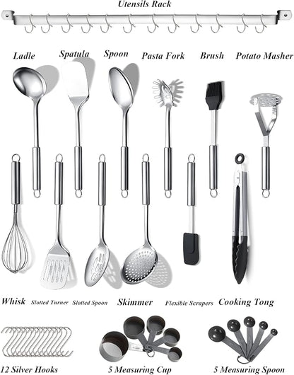 Berglander Kitchen Utensils Set 38 Pieces, Stainless Steel Cooking Utensils Set - Image 2