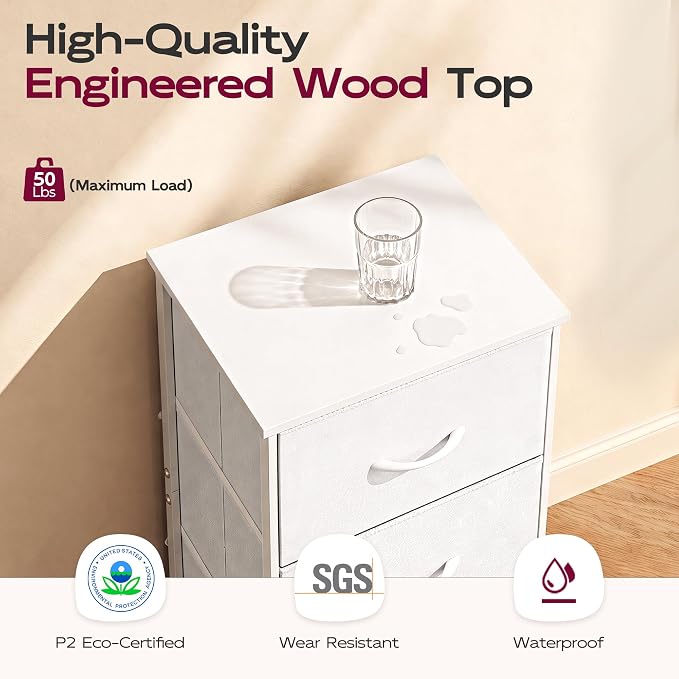 WLIVE Small Dresser Nightstand for Bedroom, 3 Drawers, Compact nightstand - Image 7