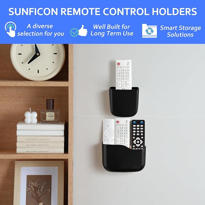 SUNFICON Wall Mount Remote Holder TV FAN Remote Control Holder Bedside Caddy - Image 3