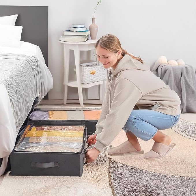 90L Under Bed Storage Containers, Closet Organizers and Storage Bins, Foldable - Image 2