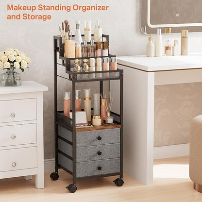 Display Riser Stand Perfume Cologne Organizer, 13in Rolling Makeup Storage Cart - Image 2