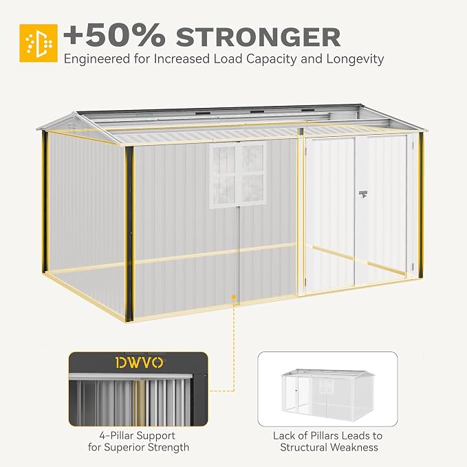 DWVO 12x8ft Large Tool Storage Shed - Image 8