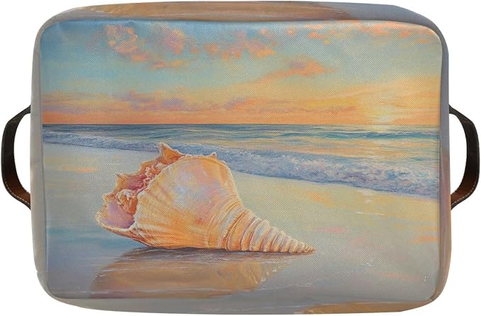 Golden Beach with Conch Shell Storage Bins Box Foldable Shelf Basket - Image 8