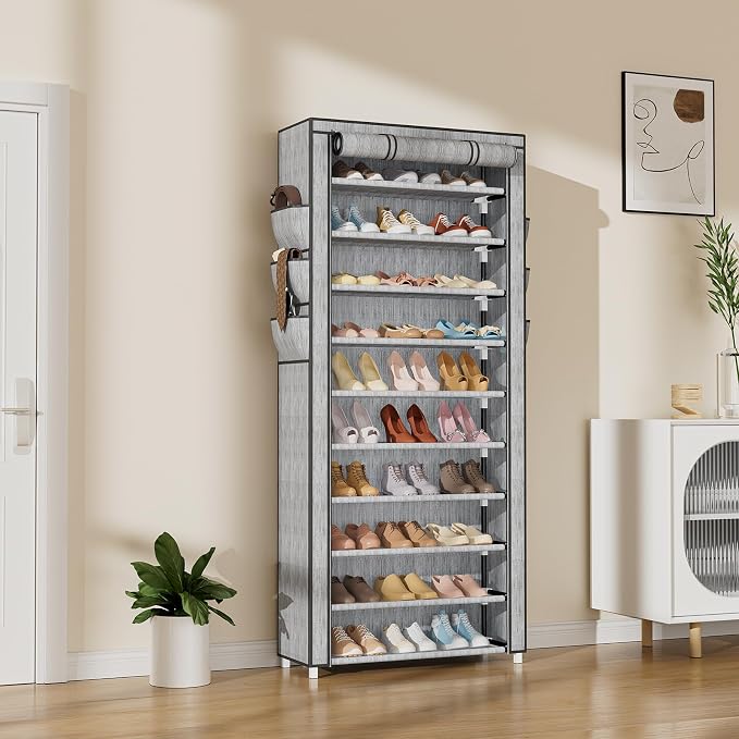 VTRIN Vertical Narrow Shoe Rack Organizer Tall Shoe Rack - Image 2
