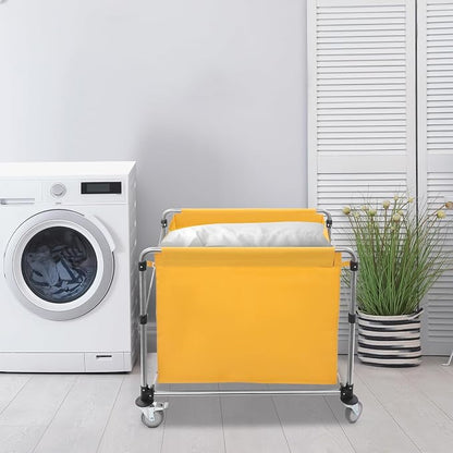 Commercial Laundry Cart with Wheels, Folding Laundry Hamper Cart, Heavy Duty - Image 4