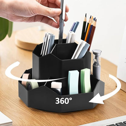 Pencil Pen Holder for Desk, 9 Slots 360 Degree Rotating Desk Organizer by GGIANTGO