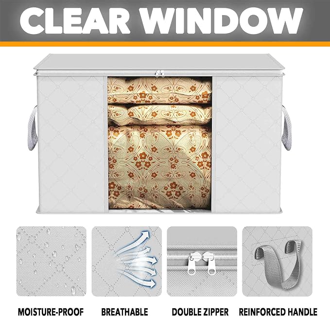 SpaceAid 6 Pack 90L Clothing Storage Bags, Heavy Duty Closet Storage Bins - Image 4