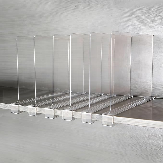 6 Pack Shelf Divider for Closet Acrylic, Handbags in Bedroom and Kitchen - Image 4