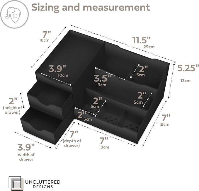 Uncluttered Designs Large Black Vanity Organizer - Image 2
