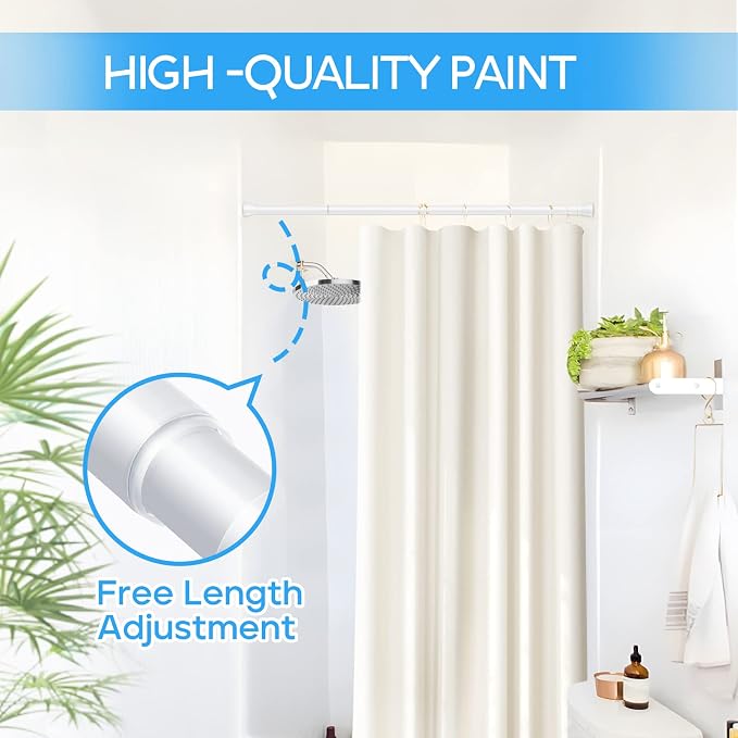Tension Curtain Rod White Tension Rod 2pcs Spring Curtain Rod Non Slip Tension - Image 2