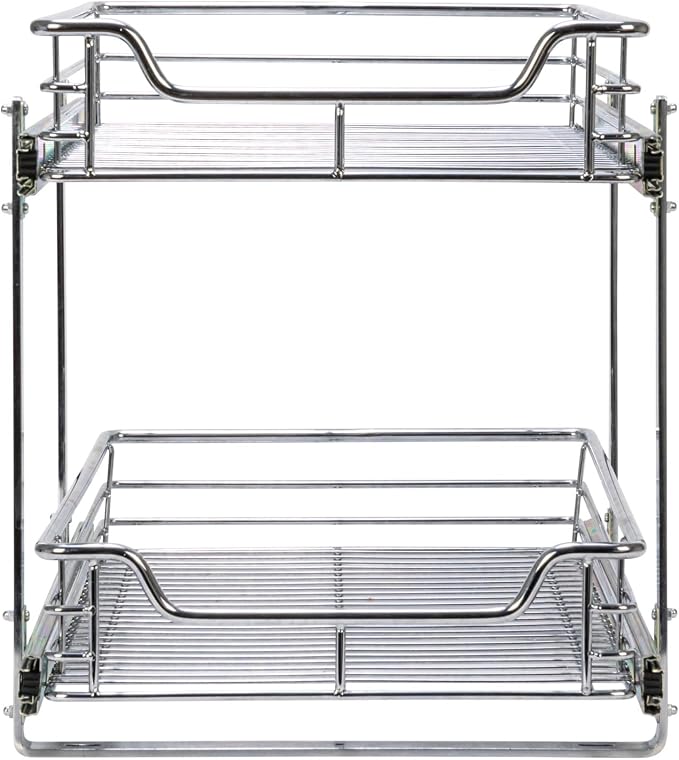 Household Essentials Chrome-Plated Steel Dual-Tier Slide-Out Organizer - Image 11