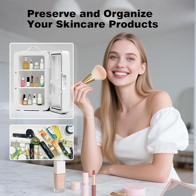 Mini Fridge for Bedroom, 6L/8 Cans Skincare Fridge Portable Small Refrigerator - Image 2