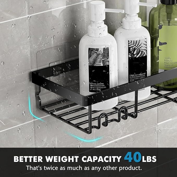 Moforoco Adhesive Shower Caddy Organizer Shelves Rack - Image 4