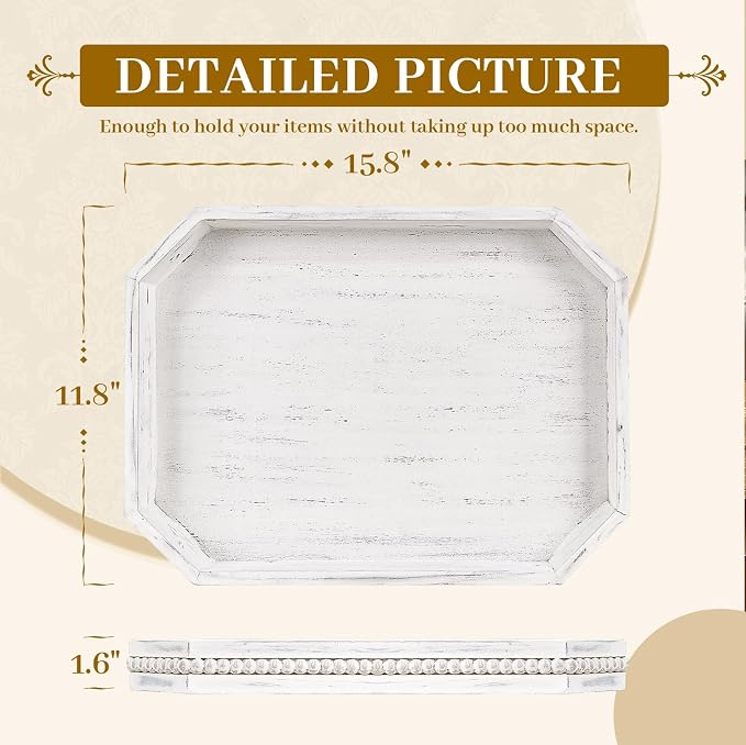 MAONAME Wood Serving Tray, Farmhouse Wooden Tray - Image 2