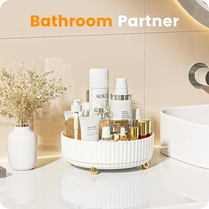 A-LuGei 【Elegant White】 8.6" Perfume Organizer, 【360° Rotating】 Vanity Organizer - Image 3