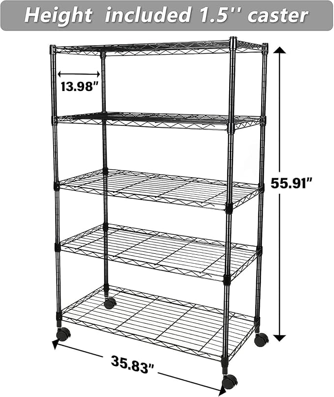 Simple Deluxe Heavy Duty 4-Tier Storage Shelving Unit, 35.83" W x 13.98" D x - Image 3