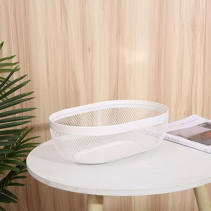 AJIODA Metal Mesh Steel Basket, Oval Metal Wire Storage Organizer Baskets Multi - Image 3