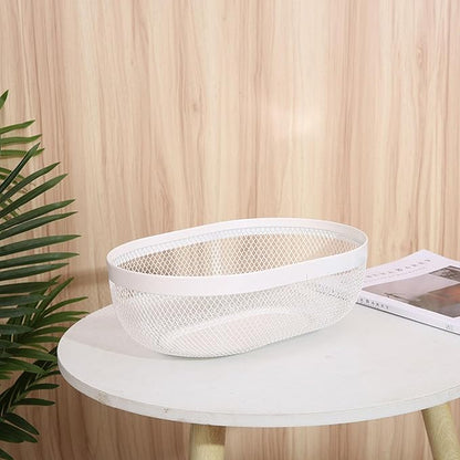 AJIODA Metal Mesh Steel Basket, Oval Metal Wire Storage Organizer Baskets Multi - Image 3