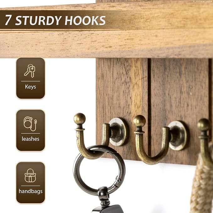 Rebee Vision Acacia Wood Key Holder Wall Mount - Image 6