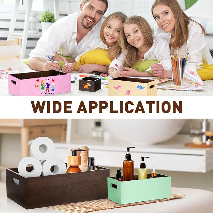 Set of 6 Wood Storage Boxes - Image 5