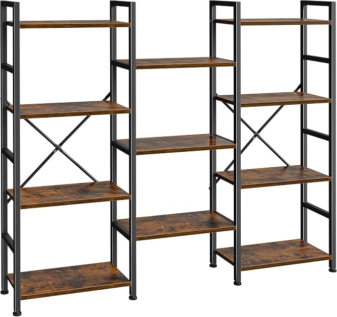 SUPERJARE Triple Bookshelf, Bookcase by SUPERJARE